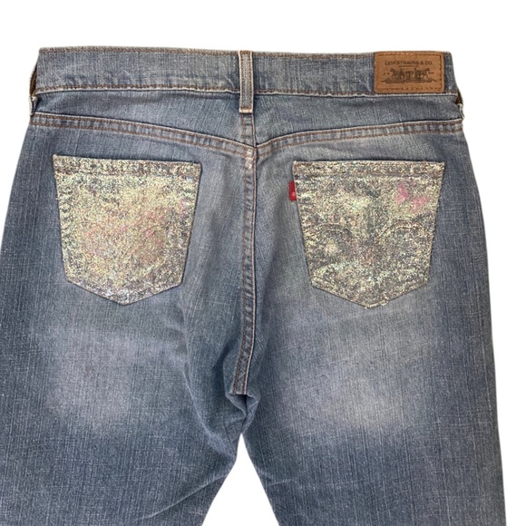 Levi’s 505 Straight Leg Jeans Sparkle Glitter Butterfly Back Pocket Vintage Y2K - Picture 5 of 13
